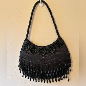 NWOT Black Bead and Sequin Evening Bag